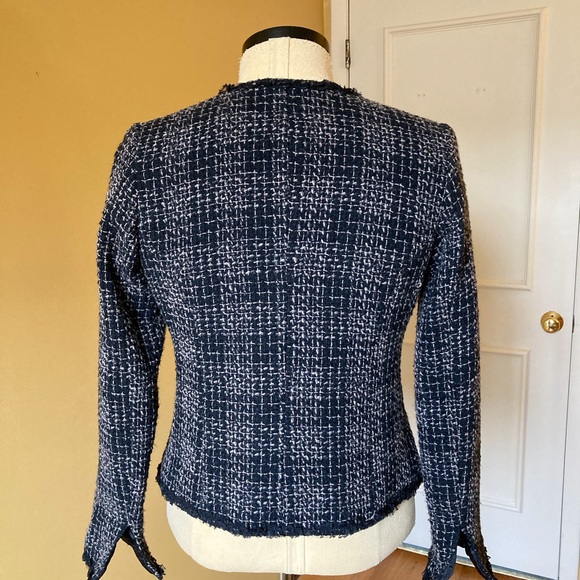 Redoute` women’s French style fitted wool tweed jacket with lace trim, size 6 - Picture 3 of 9